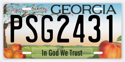 GA license plate PSG2431