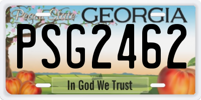 GA license plate PSG2462