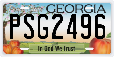GA license plate PSG2496
