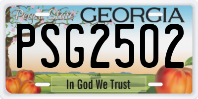 GA license plate PSG2502