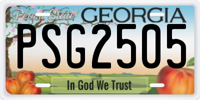 GA license plate PSG2505