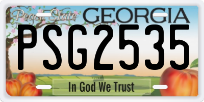 GA license plate PSG2535