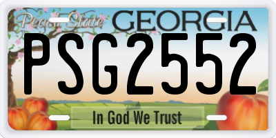 GA license plate PSG2552