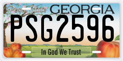 GA license plate PSG2596