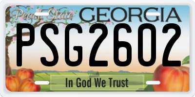 GA license plate PSG2602