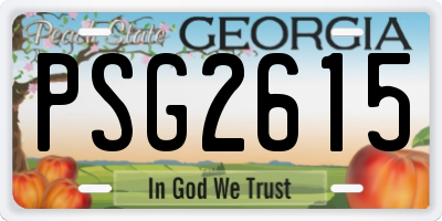 GA license plate PSG2615