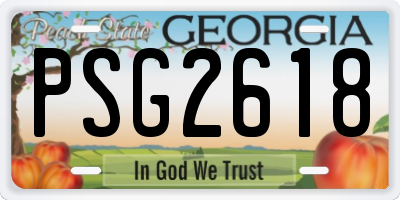 GA license plate PSG2618