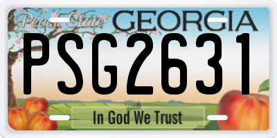 GA license plate PSG2631