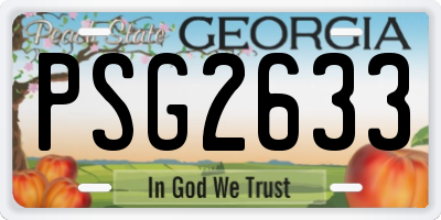 GA license plate PSG2633