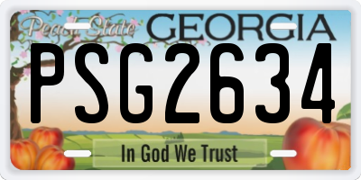 GA license plate PSG2634