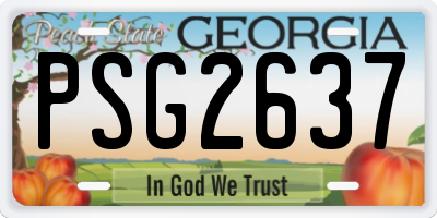 GA license plate PSG2637