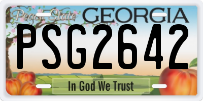 GA license plate PSG2642
