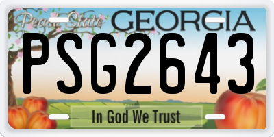 GA license plate PSG2643