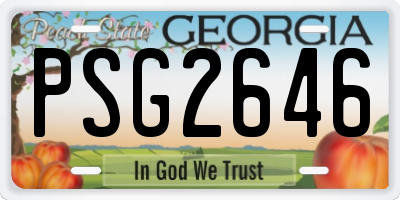 GA license plate PSG2646