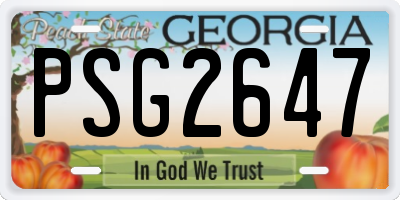 GA license plate PSG2647