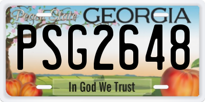 GA license plate PSG2648