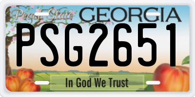 GA license plate PSG2651