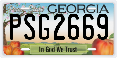 GA license plate PSG2669