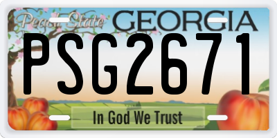 GA license plate PSG2671