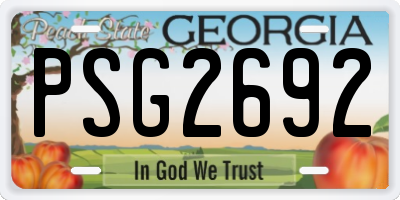 GA license plate PSG2692