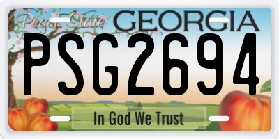 GA license plate PSG2694