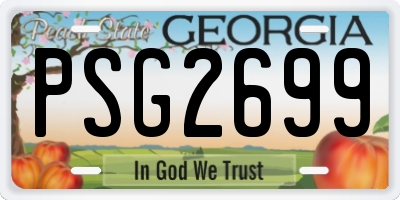 GA license plate PSG2699