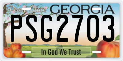 GA license plate PSG2703
