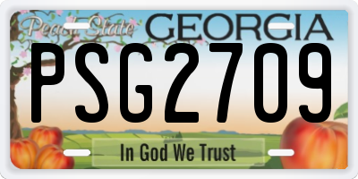 GA license plate PSG2709