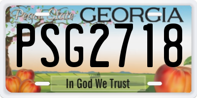 GA license plate PSG2718