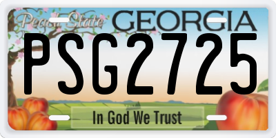 GA license plate PSG2725