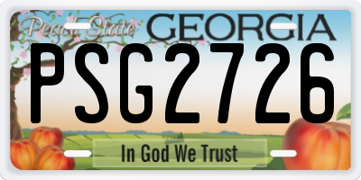 GA license plate PSG2726