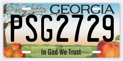 GA license plate PSG2729
