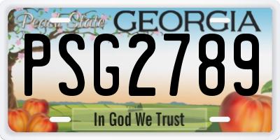 GA license plate PSG2789