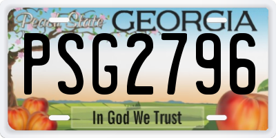 GA license plate PSG2796