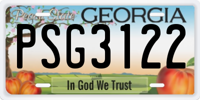 GA license plate PSG3122