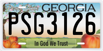 GA license plate PSG3126
