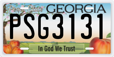 GA license plate PSG3131