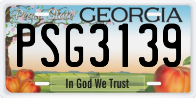 GA license plate PSG3139