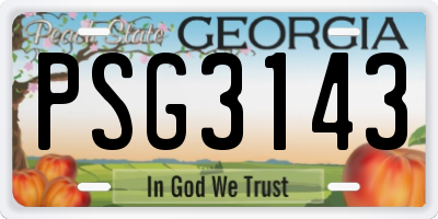 GA license plate PSG3143