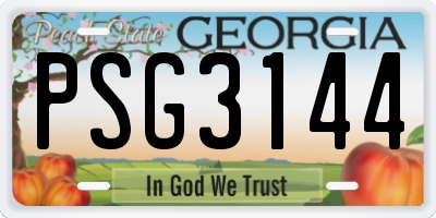 GA license plate PSG3144
