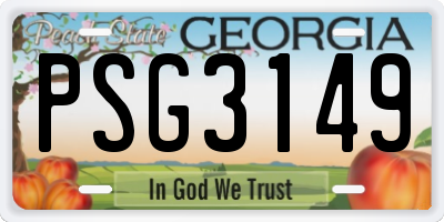 GA license plate PSG3149