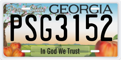 GA license plate PSG3152