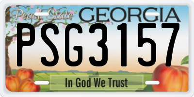 GA license plate PSG3157