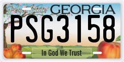 GA license plate PSG3158