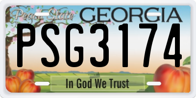 GA license plate PSG3174
