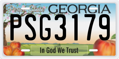 GA license plate PSG3179