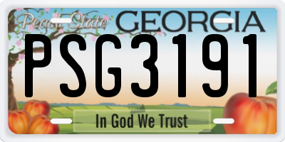 GA license plate PSG3191