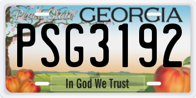GA license plate PSG3192
