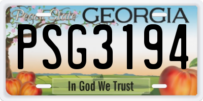 GA license plate PSG3194