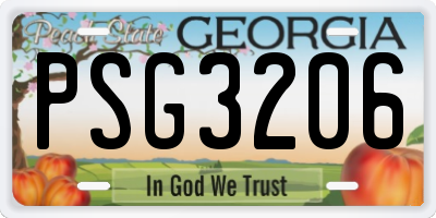 GA license plate PSG3206